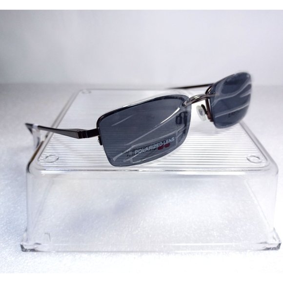 EasyClip Polarized Clip-on 1/2 Rim Eyeglasses Iridescent Bronze Silver 52-19-140 - Picture 6 of 15